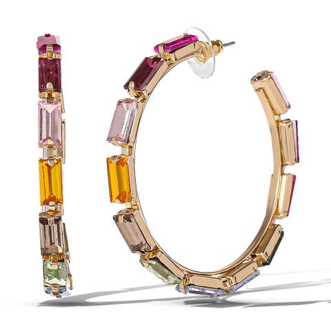 Multicolor Gemstone Hoop Earrings
