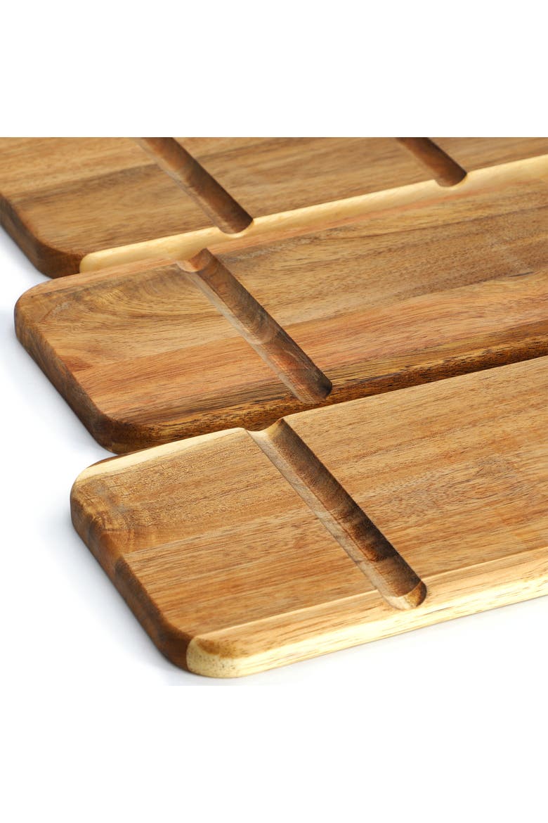 Acacia Wood 3 Tiered Rectangular Ladder Tray Set, Alternate, color, Acacia
