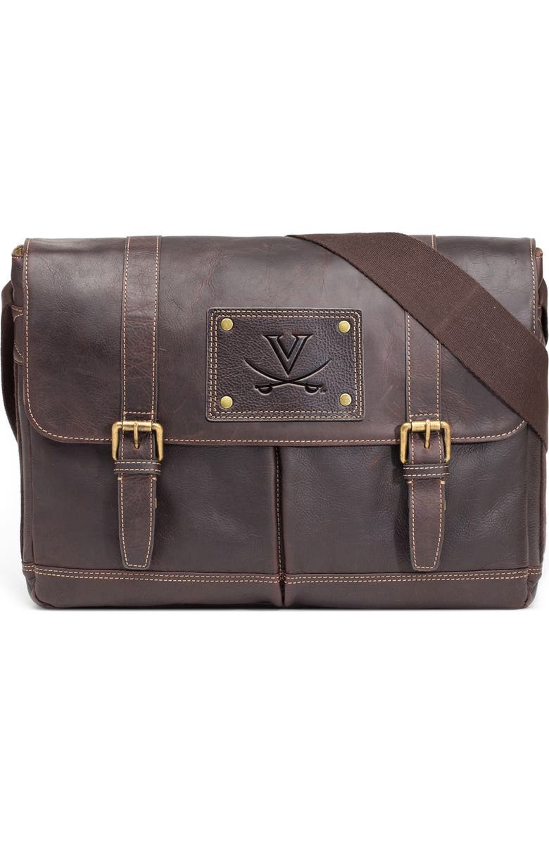 Jack Mason Brand 'Virginia Cavaliers - Gridiron' Leather Messenger Bag, Main, color,