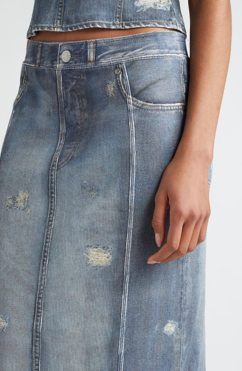 Acne Studios Etty Denim Trompe l'Oeil Cotton Midi Skirt, Alternate, color,