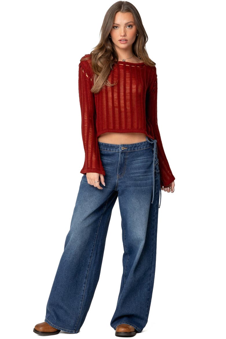 Katt Lace Up Baggy Jeans, Alternate, color, BLUE