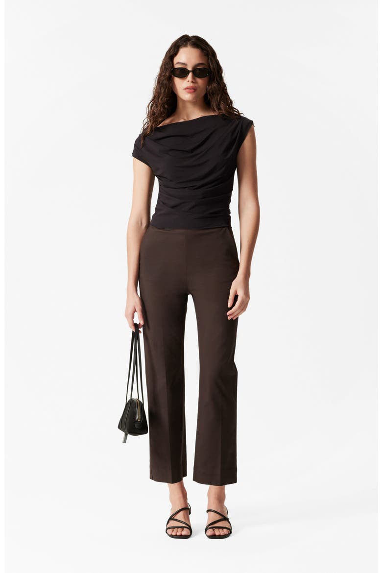 Drape Cap Sleeve Jersey Top, Alternate, color, BLACK DARK