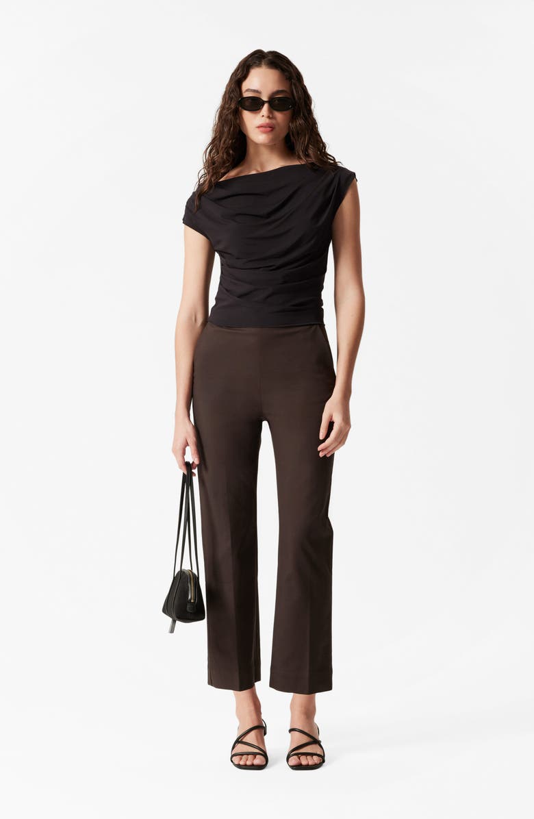 & Other Stories Drape Cap Sleeve Jersey Top, Alternate, color, Black Dark