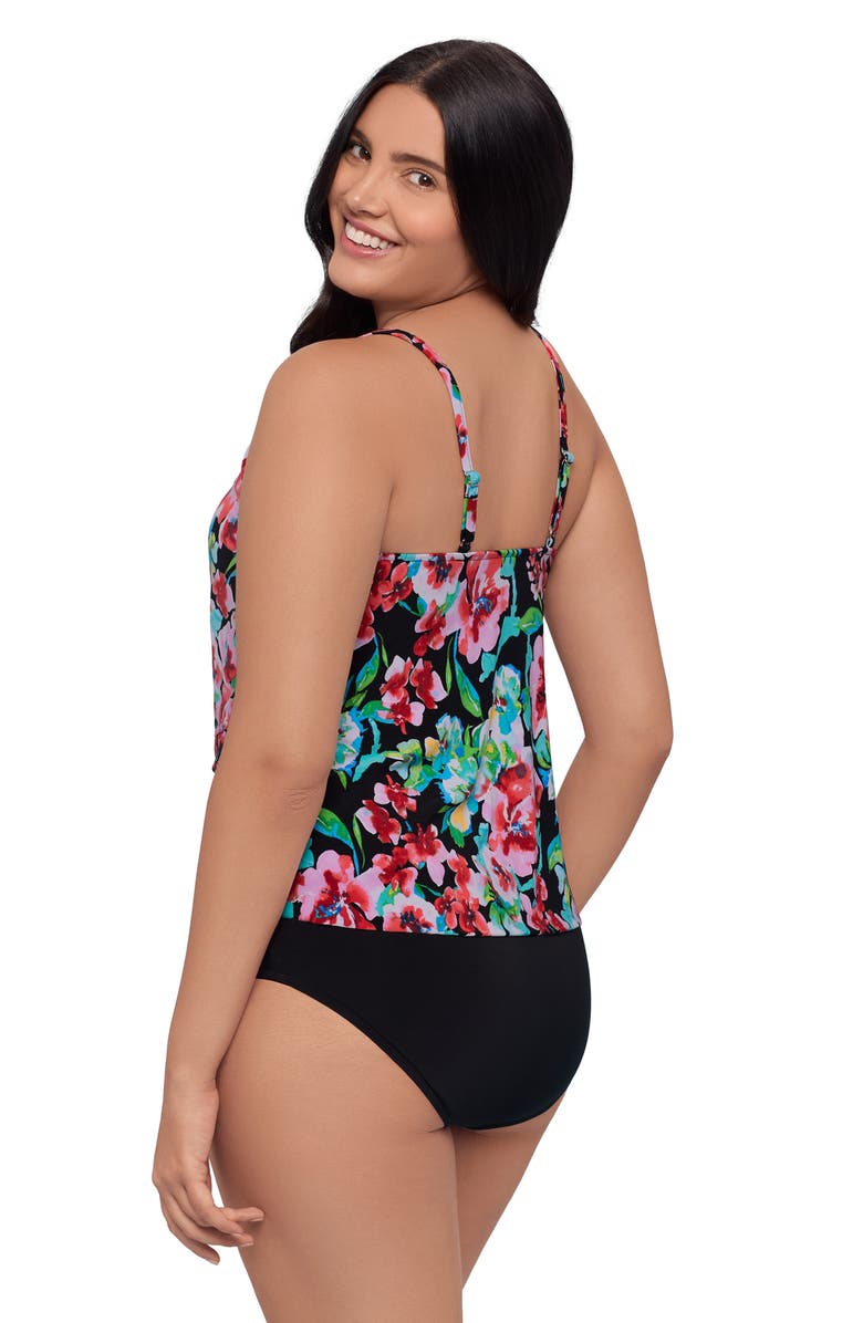 Trimshaper Ronnie 2 Tier Ruffle Tankini Swimsuit Top, Alternate, color, Blooming Beauty