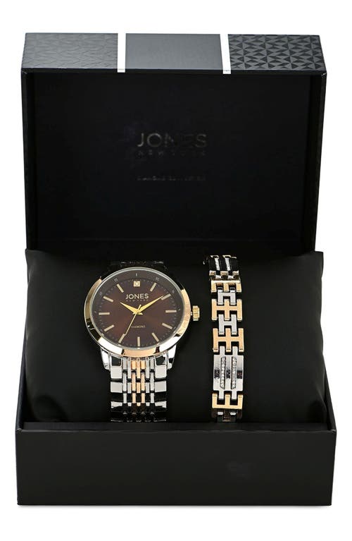 Jones New York Diamond Two-tone Bracelet Watch & Bracelet Set, 42mm In Silver