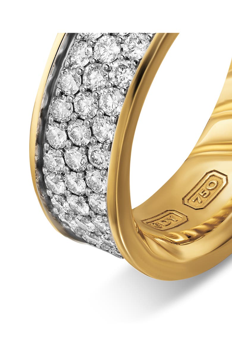 David Yurman Men's Streamline Band Ring in 18K Yellow Gold with Diamonds, 7.6mm, Alternate, color, Wedding