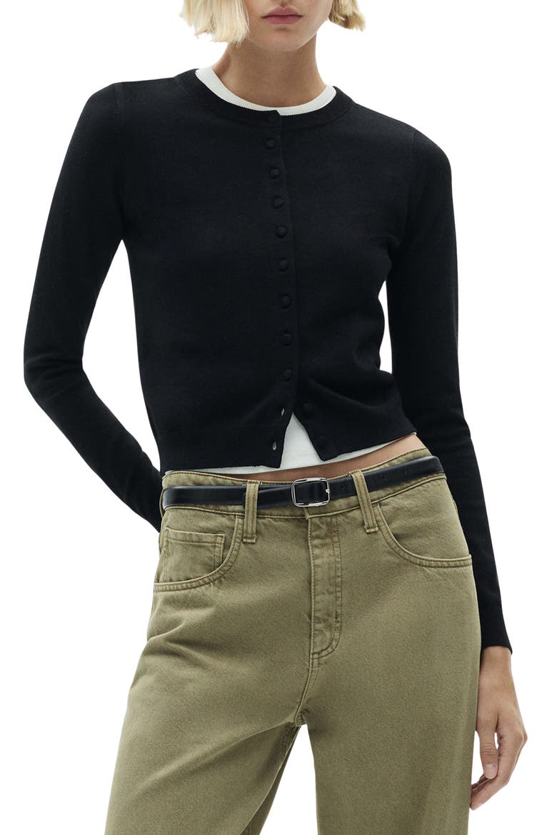 Crewneck Cardigan, Main, color, BLACK