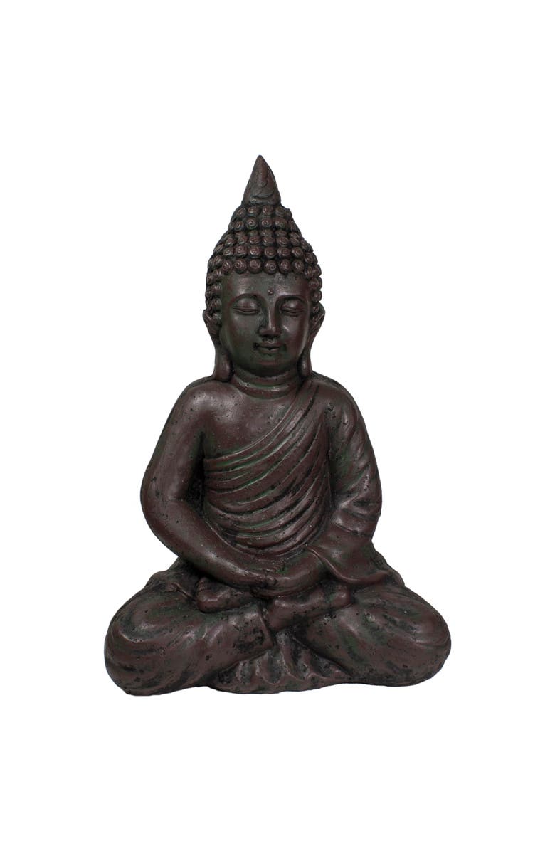 Northlight 17.5" Dark Brown Meditating Buddha Outdoor Garden Statue, Main, color, Brown