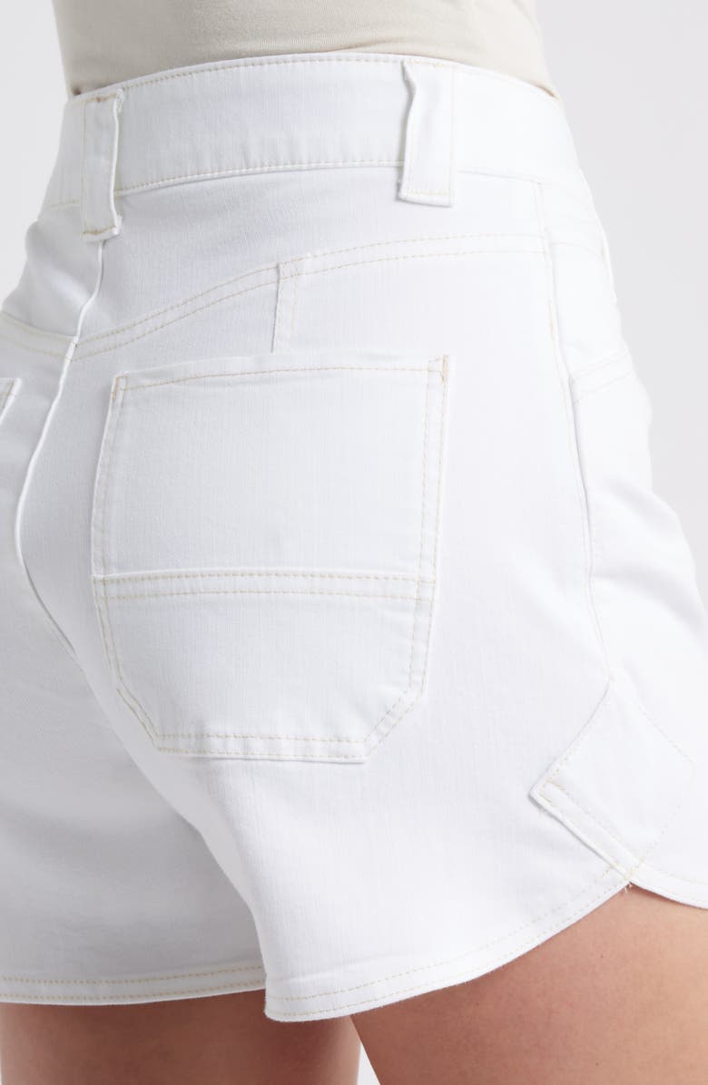 Wit & Wisdom Skyrise High Waist Dolphin Hem Denim Shorts, Alternate, color, Optic White