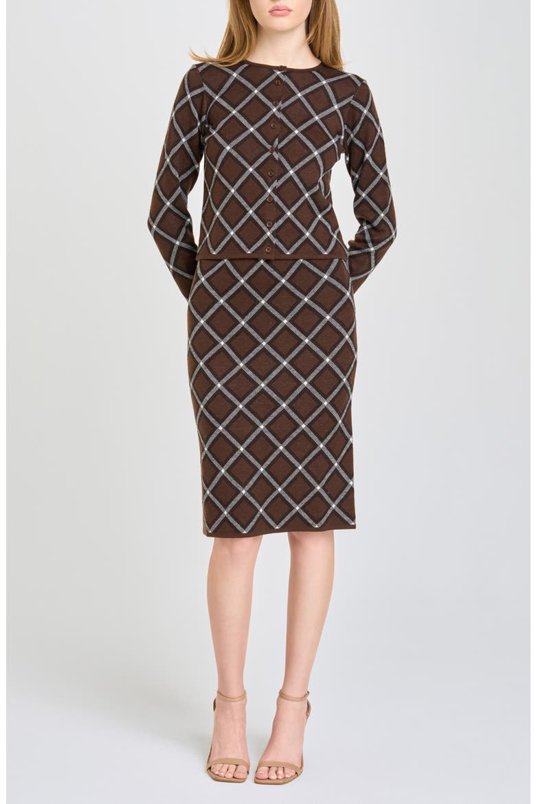 Willa Checked Cardigan, Alternate, color, BROWN CHECKER