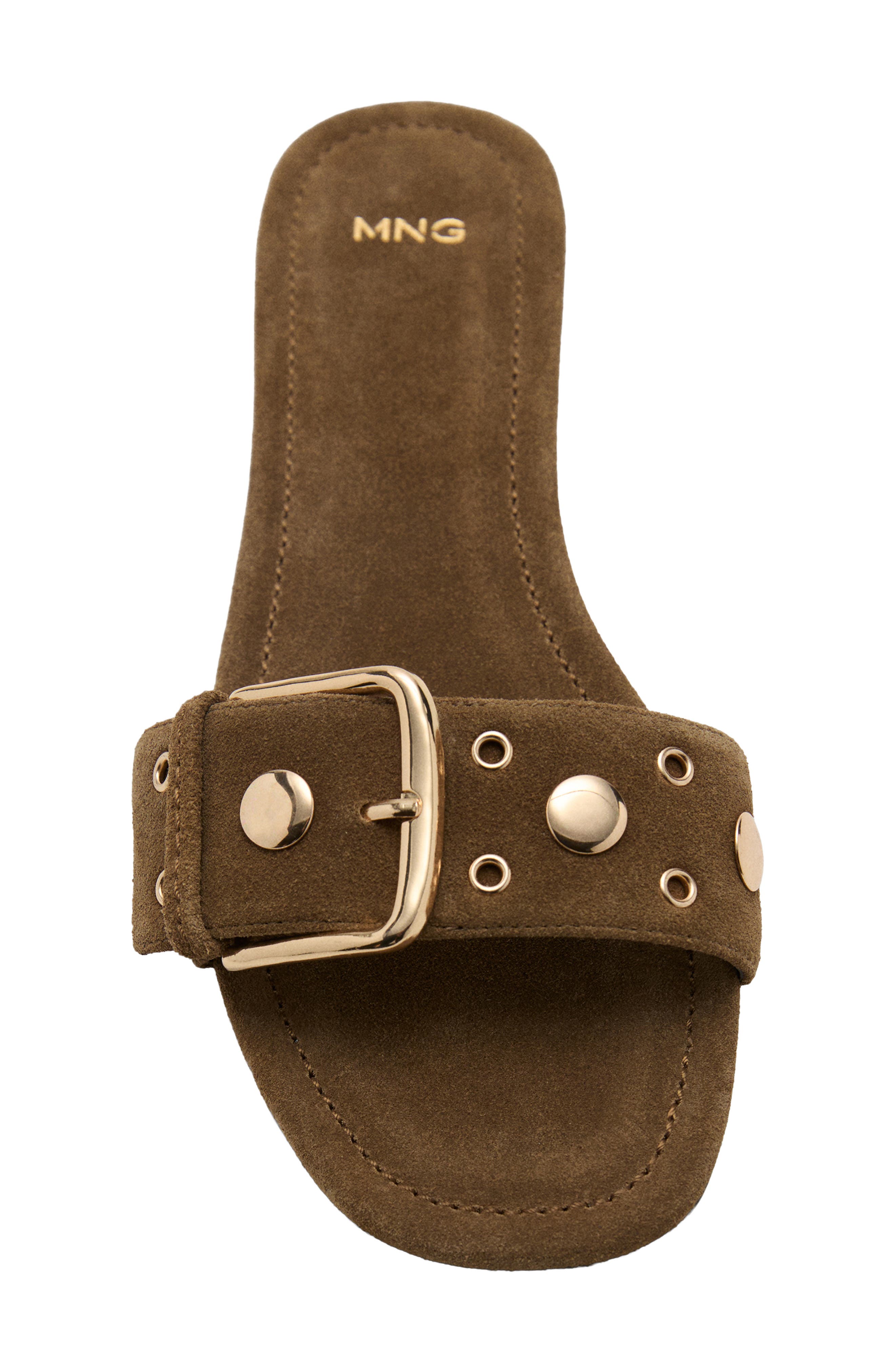 Studded Buckle Strap Slide Sandal, Alternate, color, SAND