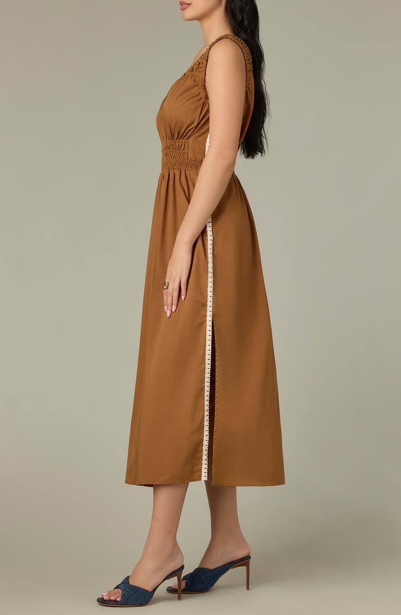 Wit & Wisdom Smocked Waist Sleeveless Midi Dress, Alternate, color, Butter Toffee