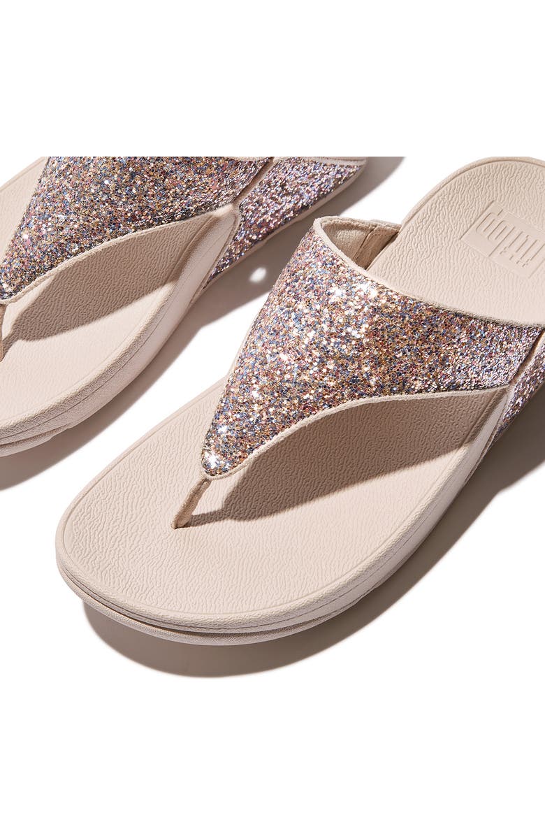 FitFlop Lulu Glitter Wedge Flip Flop, Alternate, color, Light Beige/ Rose Multi