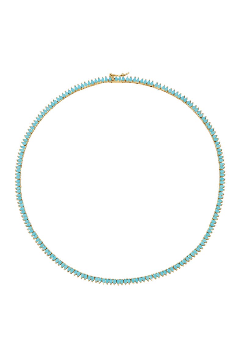 Symphony Turquoise Teardrop Tennis Necklace, Main, color, Turquoise/Gold