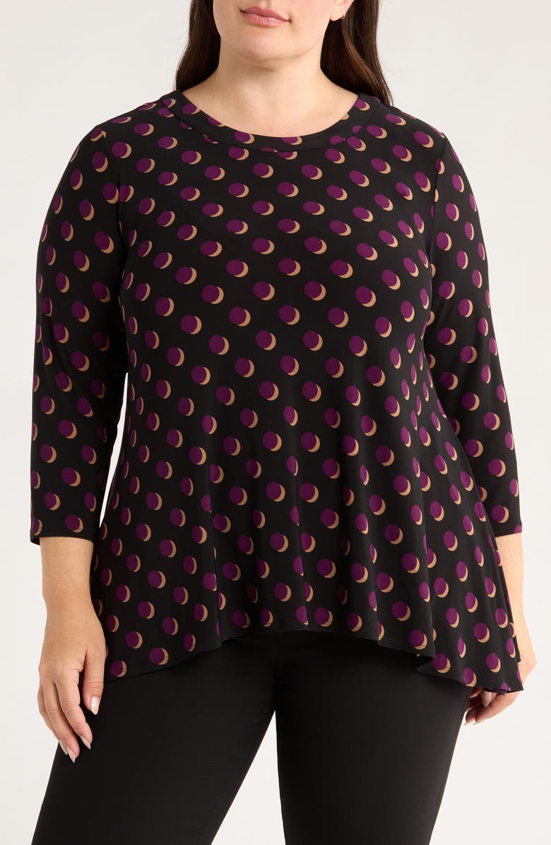 AK ANNE KLEIN Crescent Dot Sharkbite Hem Top, Main, color,