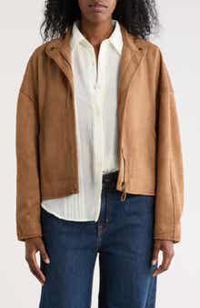 MAX STUDIO Faux Suede Full Zip Jacket