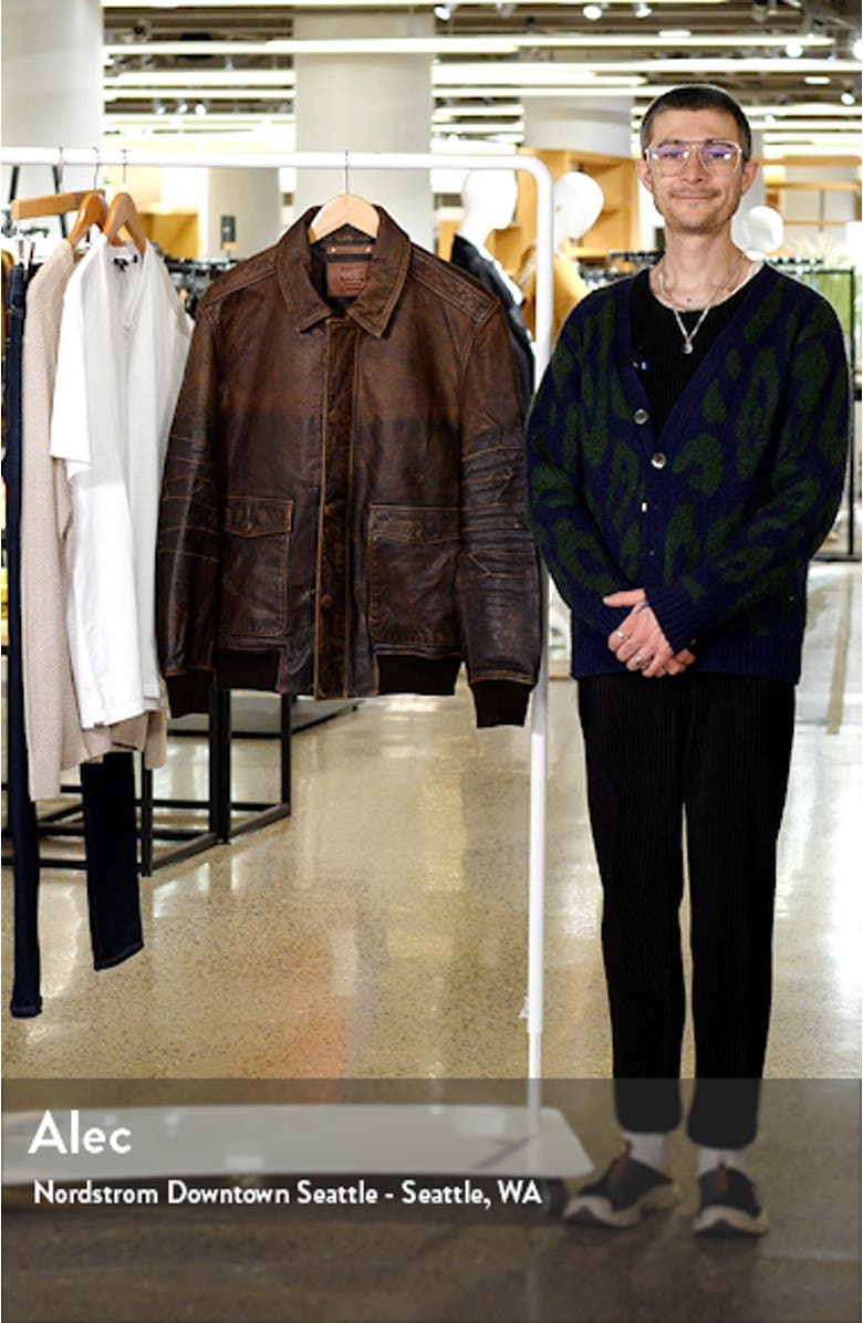Distressed Water Repellent Leather Aviator Jacket, sales video thumbnail