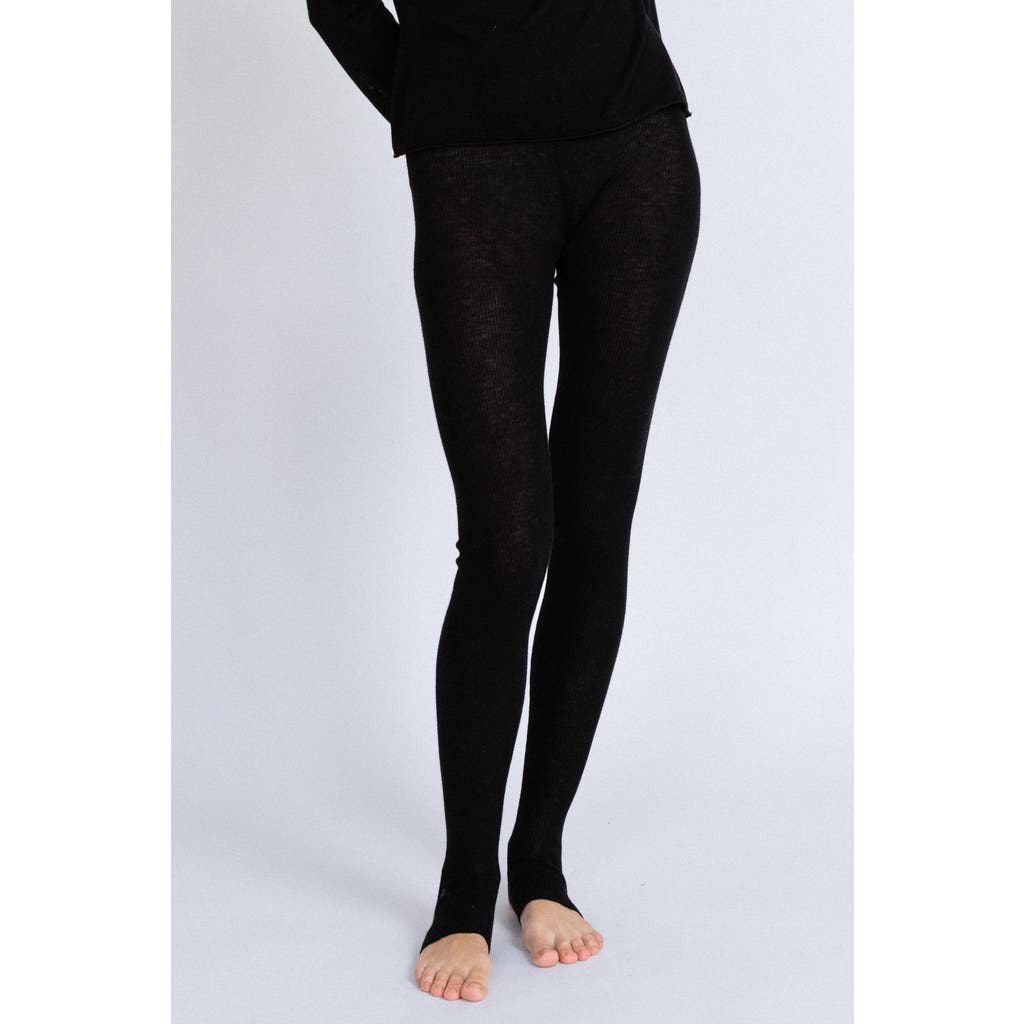 Alas Merino Wool Sheer Open Heel Leggings In Black