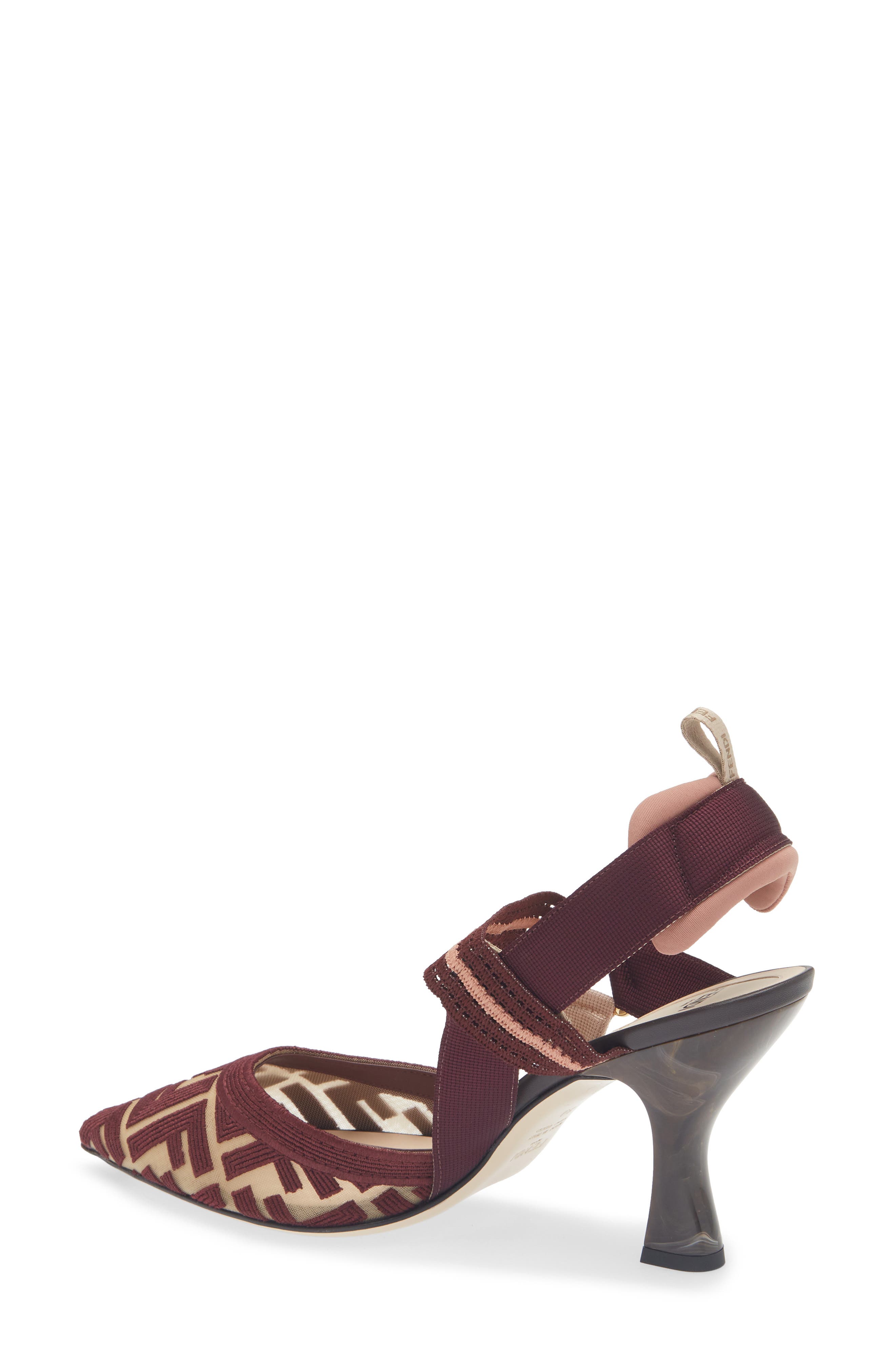 Fendi Colibri Mesh Slingback Pump, Alternate, color, Burgundy