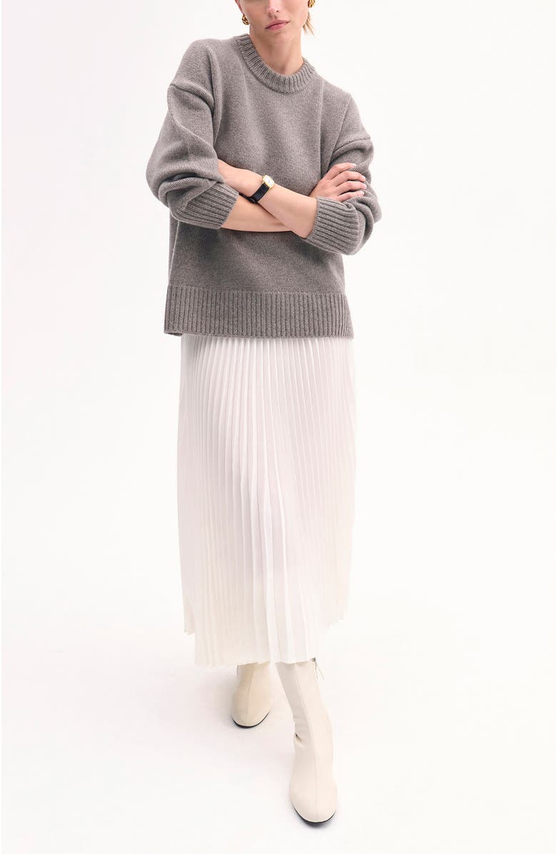 CO Pleated Elastic Waist Skirt in Stretch Crepe, Main, color,