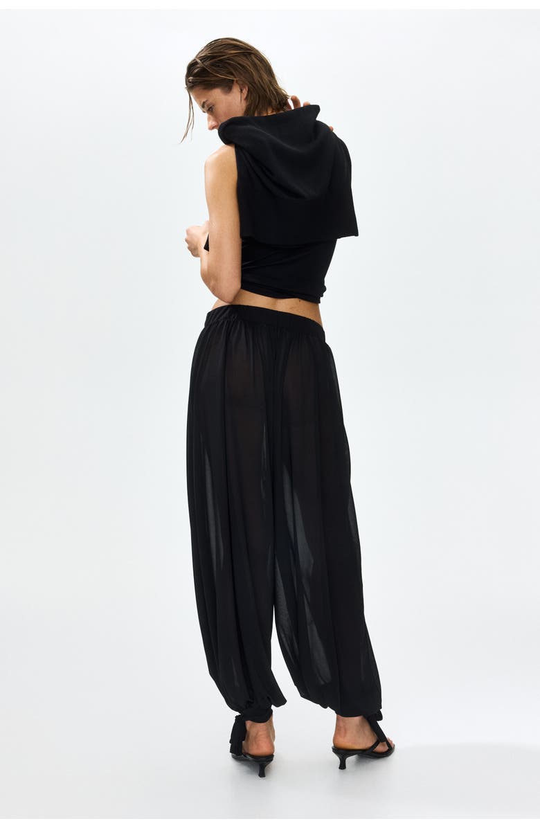 H&M Tie-detail Balloon Trousers, Alternate, color, Black