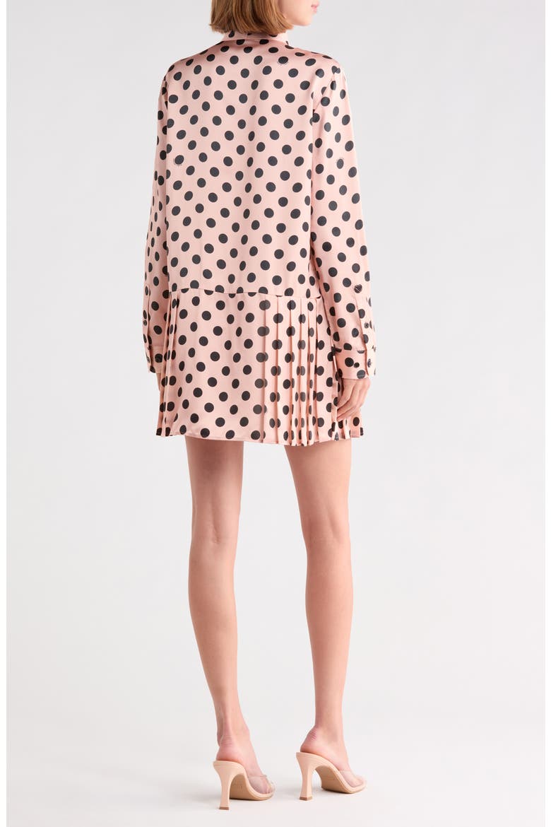 Dot Print Tie Neck Pleated Minidress, Alternate, color, PEACH MULTI