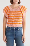 BY DESIGN Lala Stripe Open Stitch Off the Shoulder Sweater