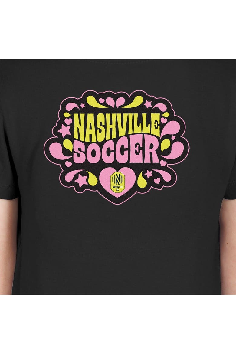 Girls Youth New Era Black Nashville SC Bubble Heart T-Shirt, Alternate, color, Black