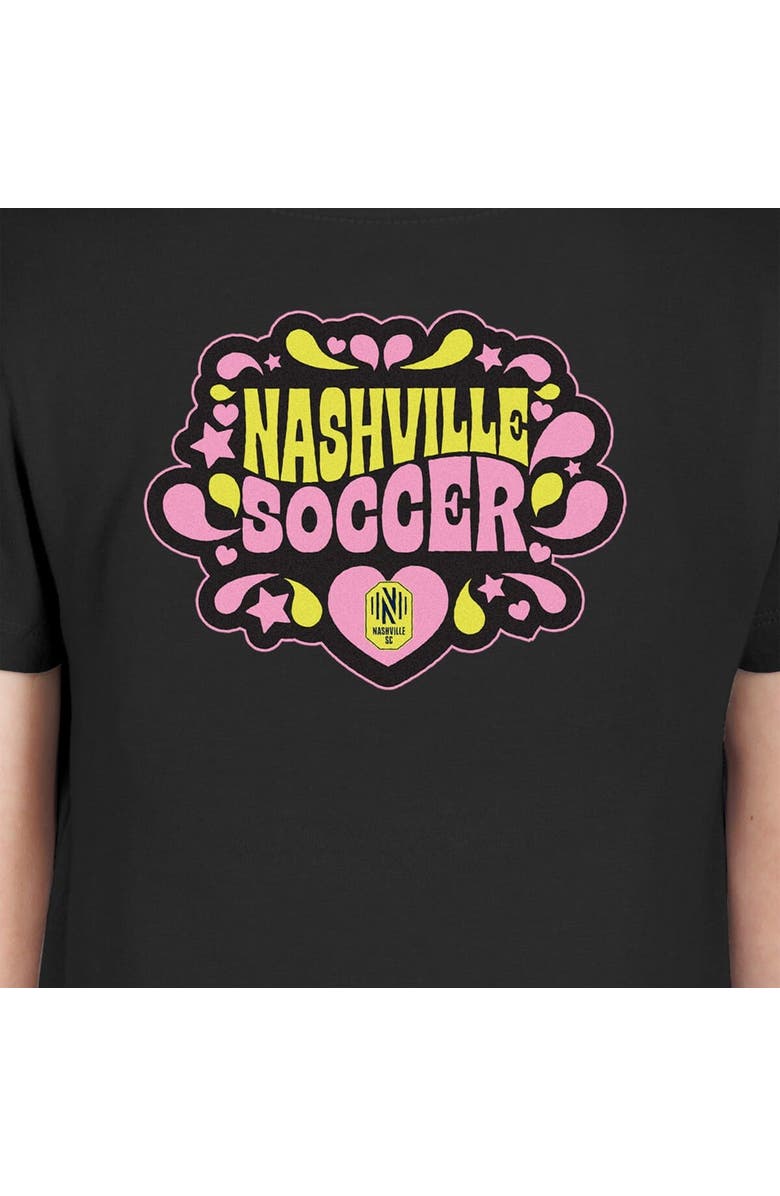 New Era Girls Youth New Era Black Nashville SC Bubble Heart T-Shirt, Alternate, color, Black