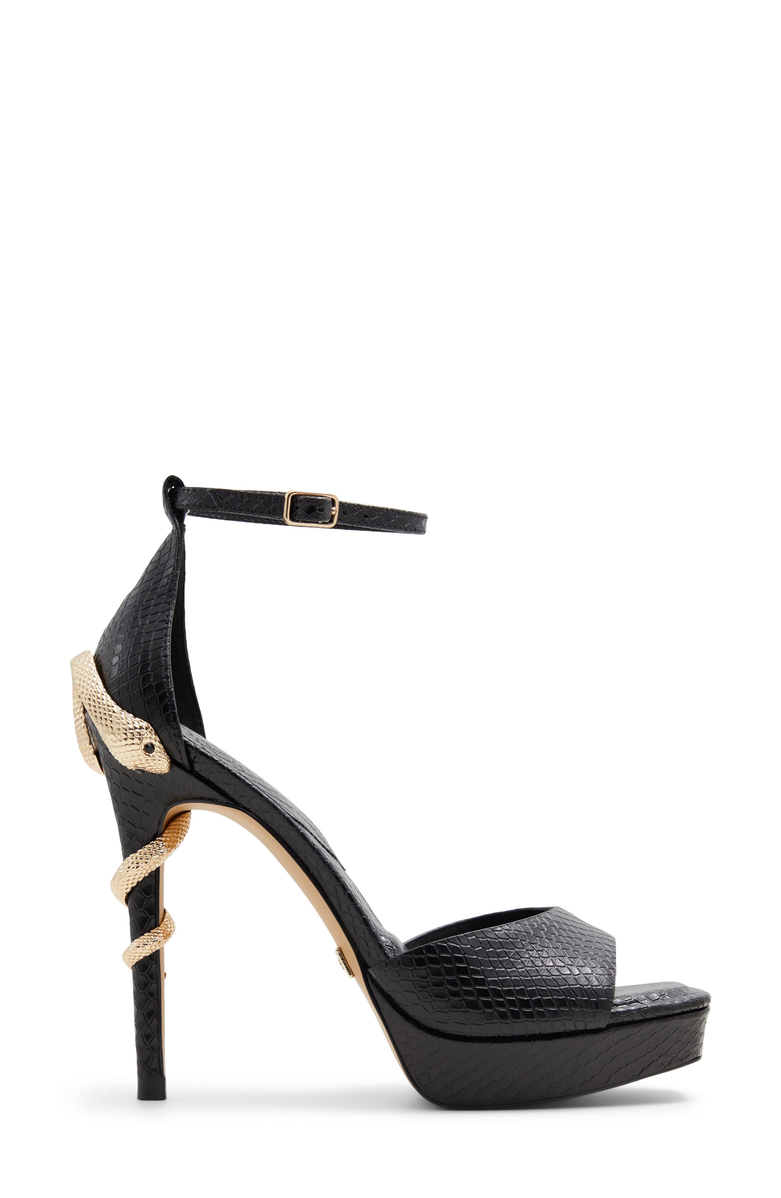 ALDO Medusa Ankle Strap Platform Sandal, Alternate, color, Black