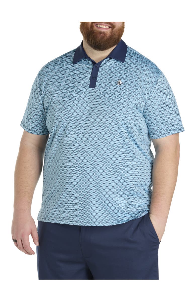 Original Penguin Big & Tall Bohemian Jacquard Blocked Polo Shirt, Main, color, Black Iris