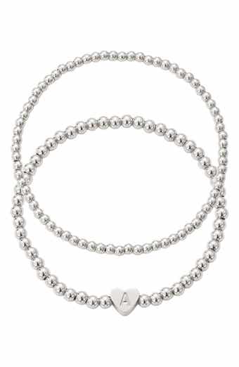 Adornia Beaded Initial Charm Bracelet Set