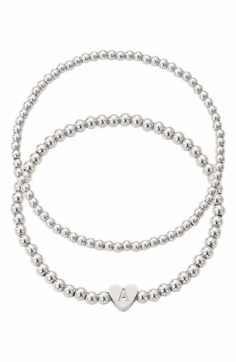 Adornia Beaded Initial Charm Bracelet Set
