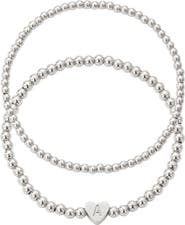 Adornia Beaded Initial Charm Bracelet Set