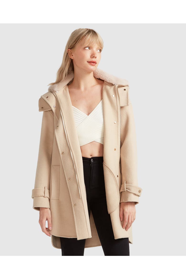 Heavy Hearted Detachable Hooded Coat, Main, color, Pale Oat