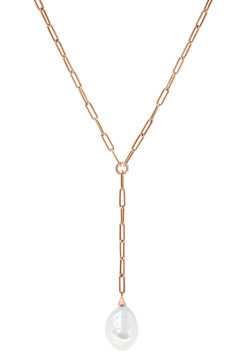 14K Yellow Gold Freshwater Pearl Lariat Necklace, Main, color, 14K Gold