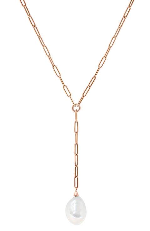 14K Yellow Gold Freshwater Pearl Lariat Necklace