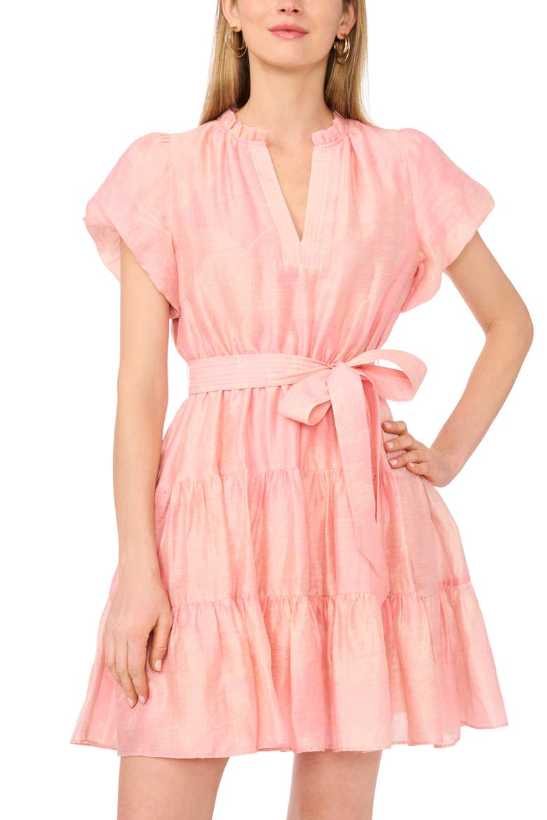 Tie Waist Tiered Ruffle Dress, Alternate, color, SUMMER ROSE