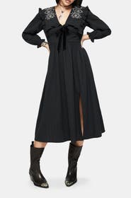 Disturbia Alira Bug Embroidered Cotton Midi Dress
