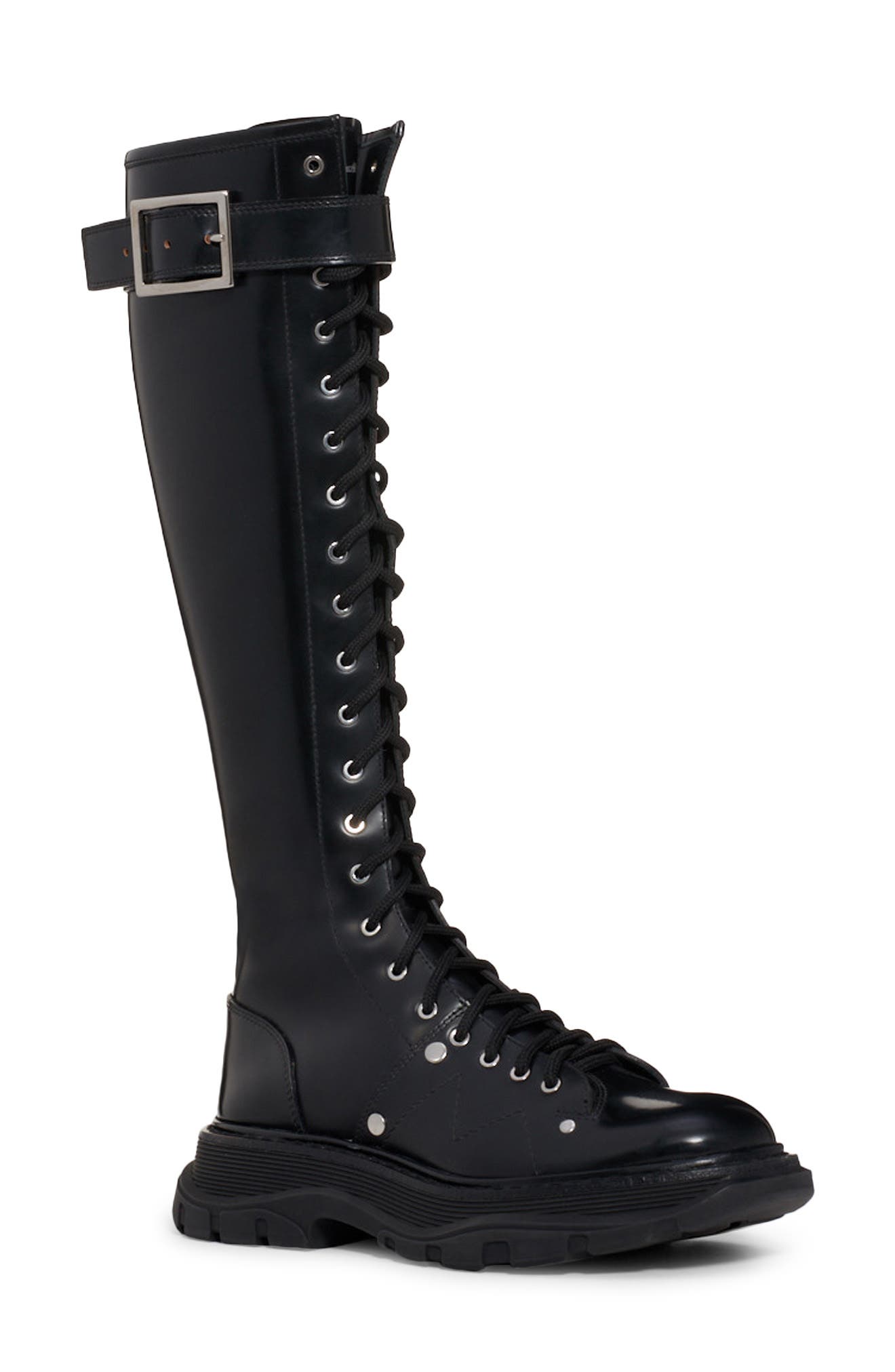 McQueen Alexander McQueen Tread Tall Lace-Up Platform Boot, Main, color, 