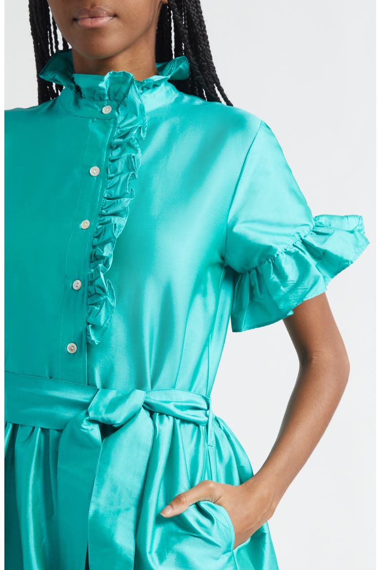 Victoria Ruffle Front Dress, Alternate, color, ATLANTIC TAFFETA