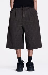 JADED LONDON Goliath Brown Check Pleated Oversize Shorts