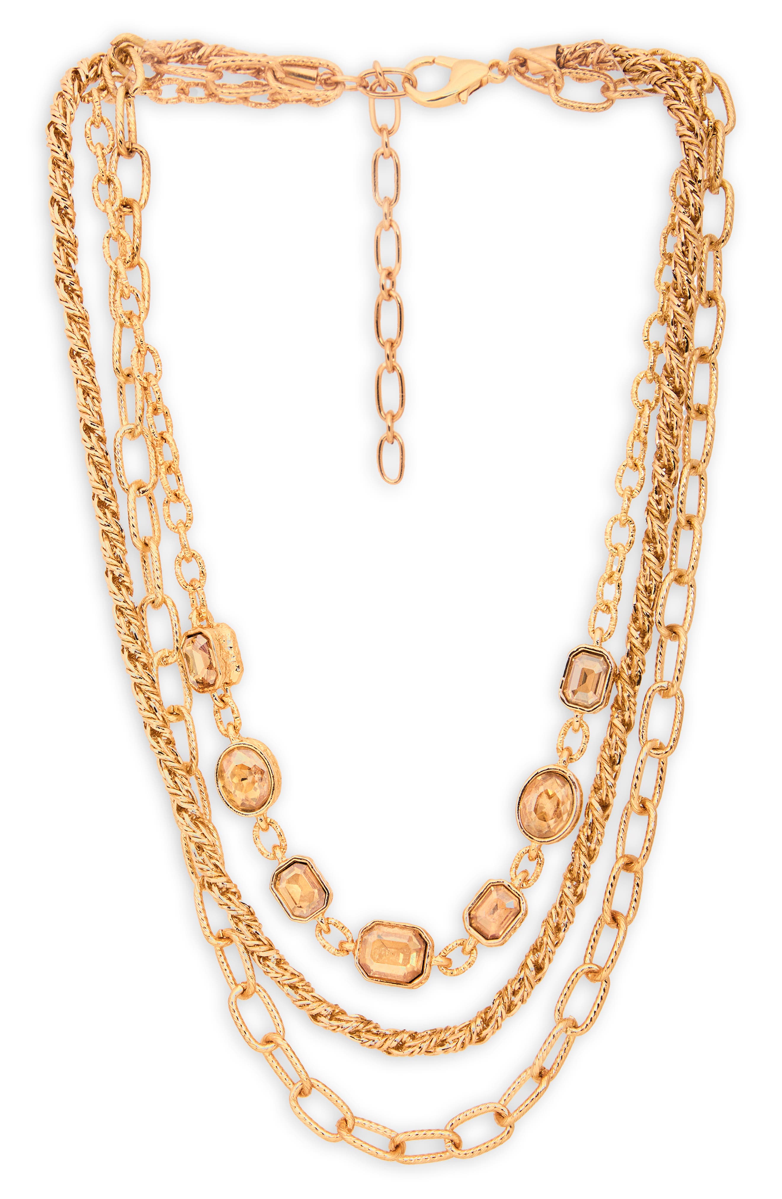 SAACHI Crystal Cascade Chain Necklace
