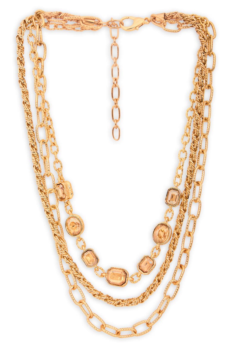 Crystal Cascade Chain Necklace, Main, color, GOLD