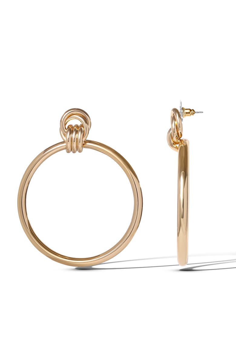 Jessica Simpson Oversized Gold Circle Drop Earrings, Alternate, color, 