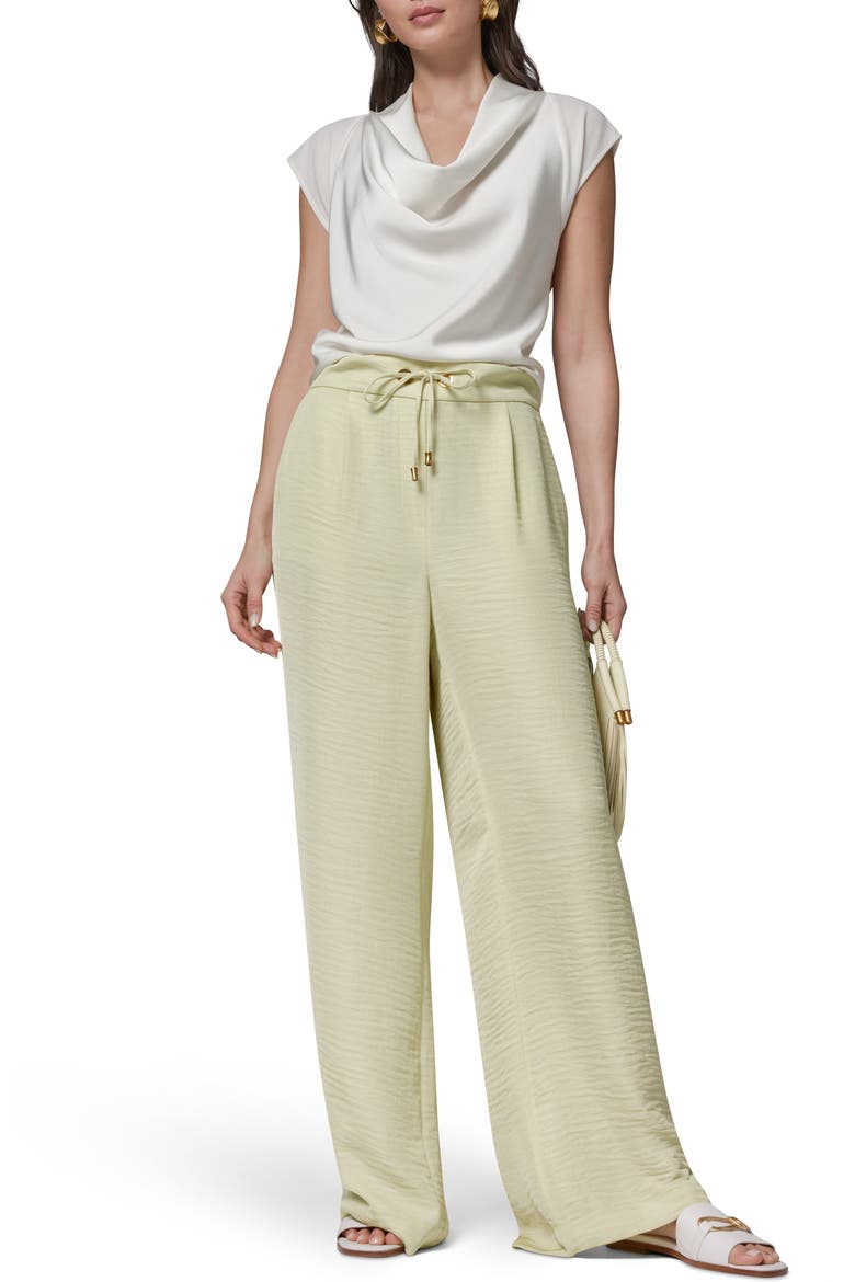 Crinkle Tie Waist Wide Leg Pants, Alternate, color, CITRUS