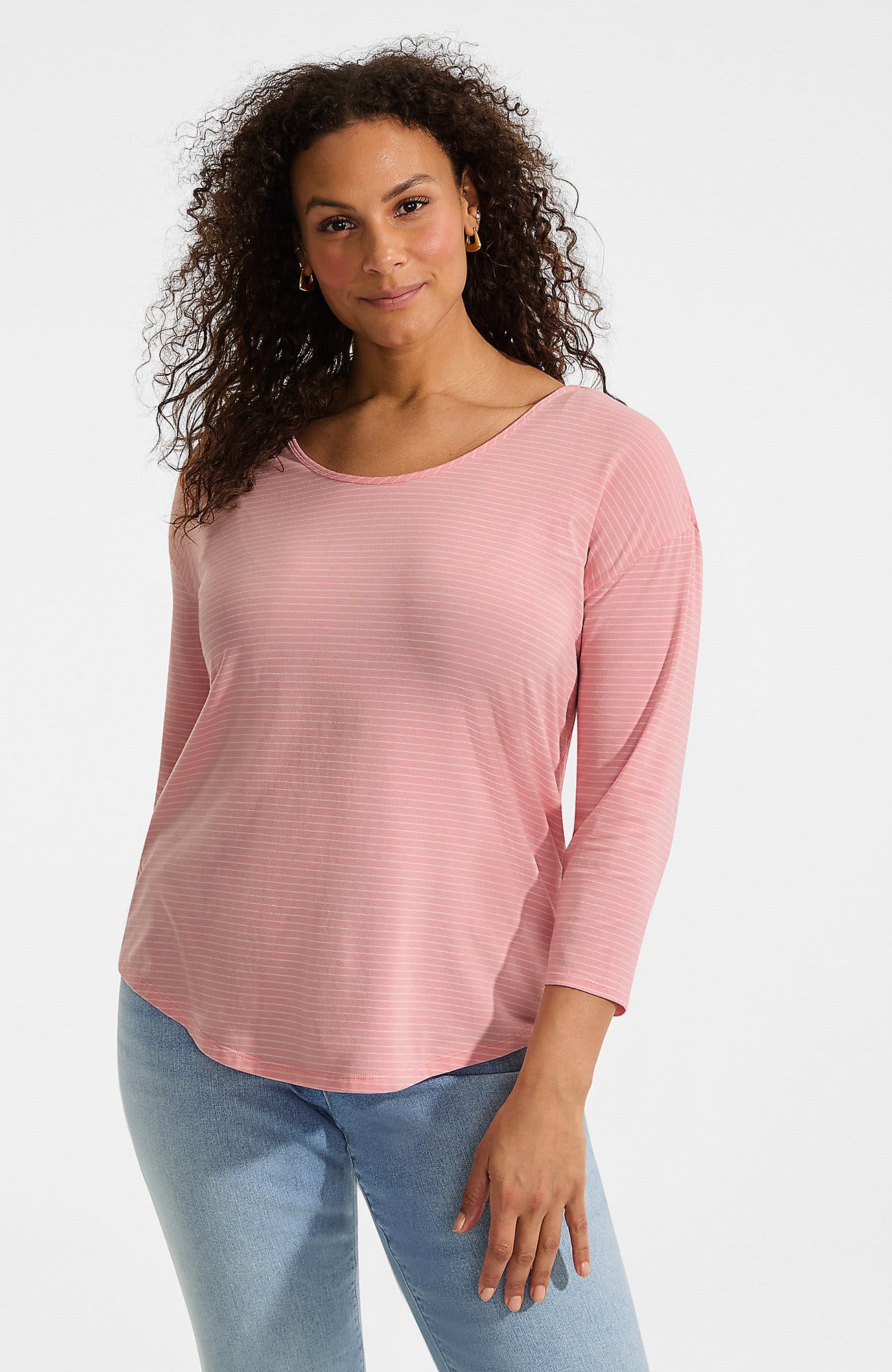 Sunset Coral Pink Thin Stripe