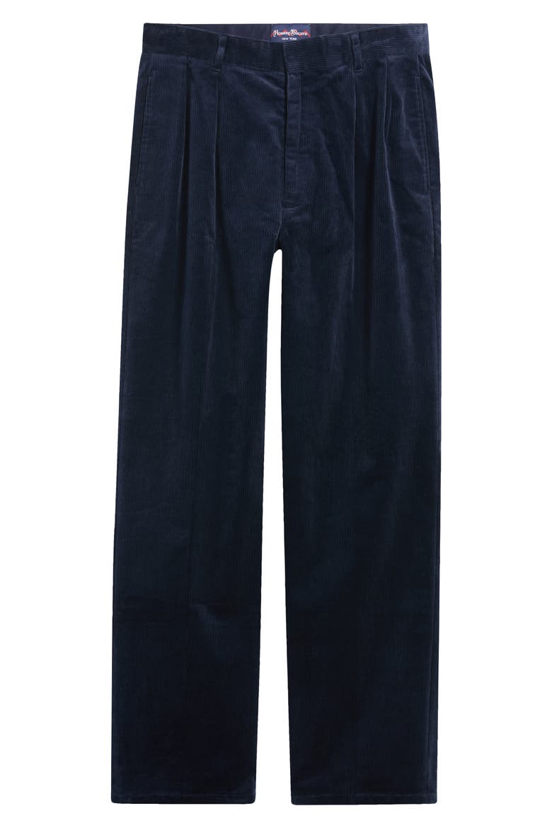 Henry Pleated Corduroy Pants, Main, color, NAVY