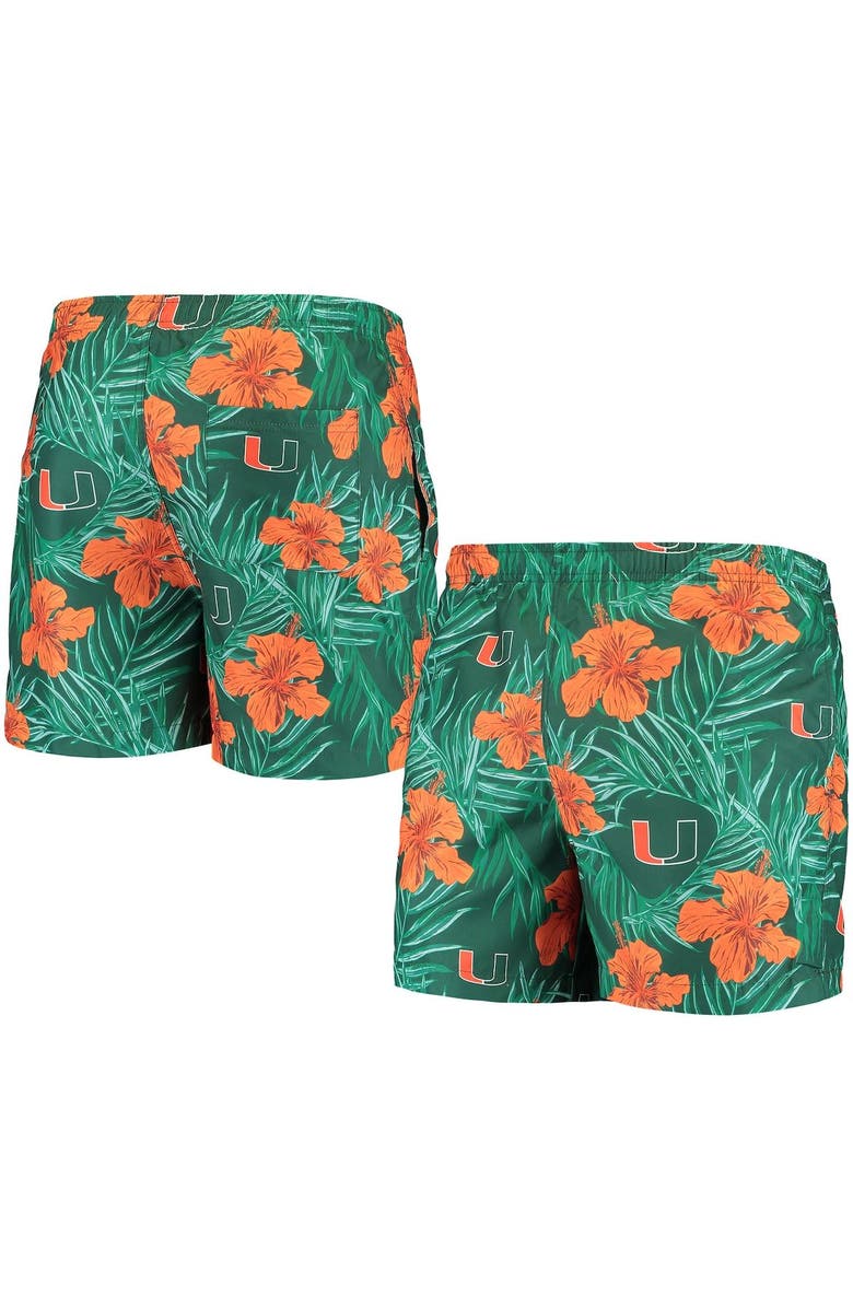 FOCO Men's Green Miami Hurricanes Swimming Trunks, Alternate, color,