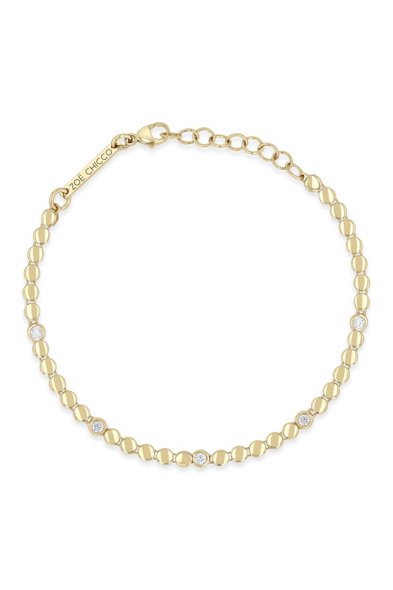 14K Gold Diamond Bezel Disc Link Tennis Bracelet, Alternate, color, 14K YELLOW GOLD
